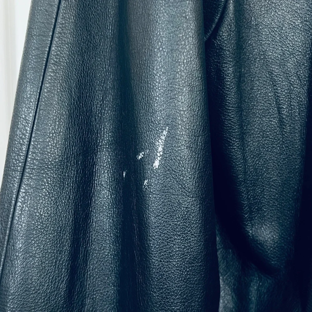 WINLIT New York Size Medium Black Leather Trench Coat Mob Wife Matrix 80s VGC - Picture 10 of 14